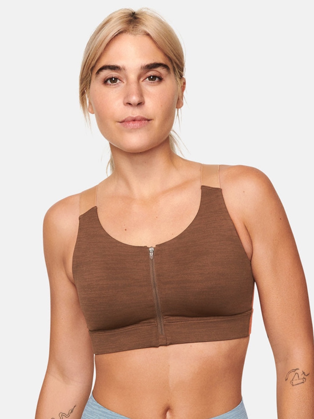 NWT Outdoor Voices Zip Sports Bra Cocoa Brown Medium B/C Cup